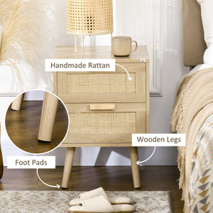 Set of 2 bohemian style bedside tables with 2 drawers