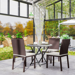 Set of 4 wicker dining chairs, beige