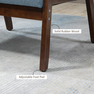 Accent chairs with linen upholstered seat, blue