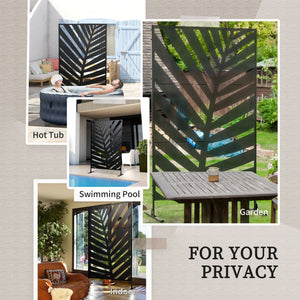Outdoor metal screen with bracket and expansion screws, banana leaf pattern