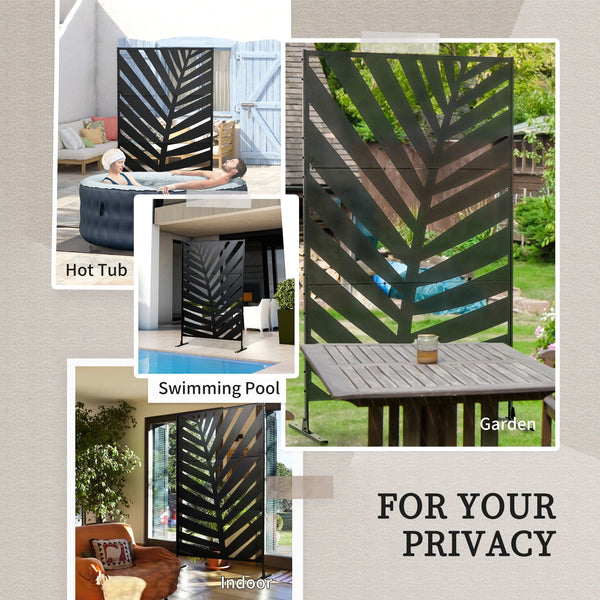 Outdoor metal screen with bracket and expansion screws, banana leaf pattern