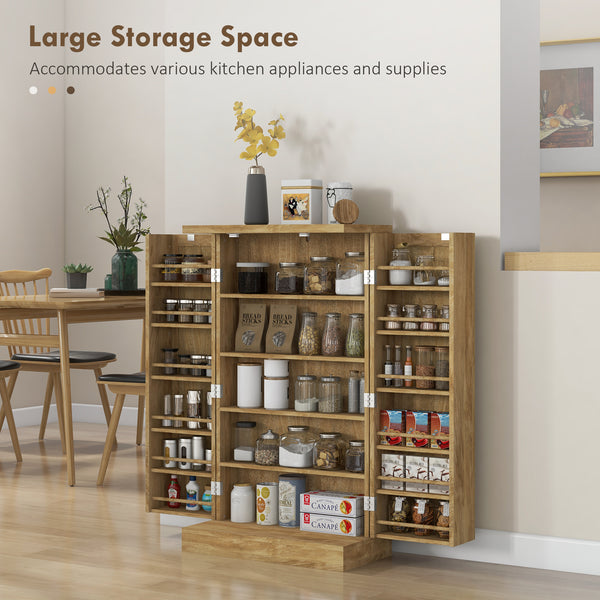Rattan Storage Cabinet with 5-Tier Shelf and 12 Spice Racks