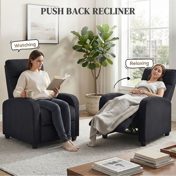 Black corduroy recliner