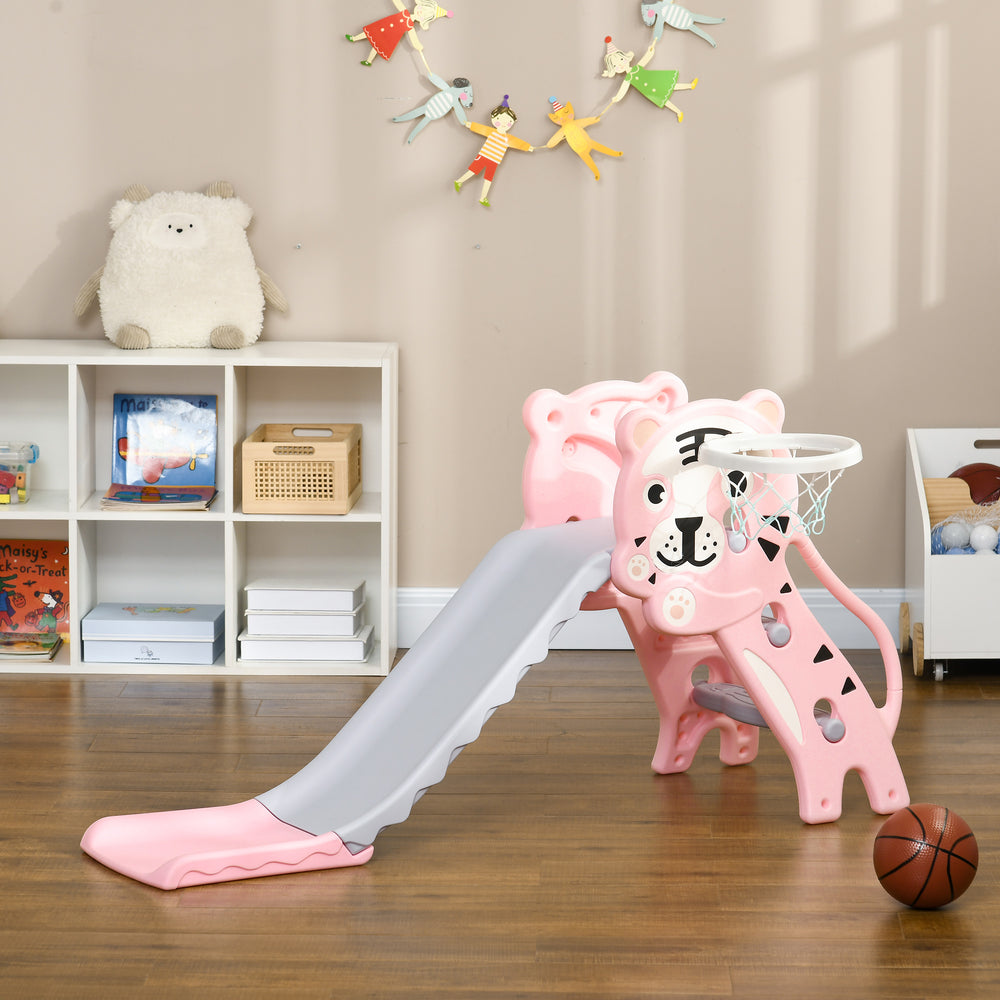 3 in 1 slide for toddlers with pink lion design