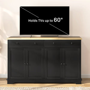 Buffet moderne avec tiroirs de rangement et étagères réglables, noir