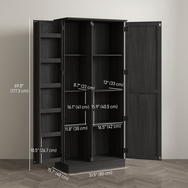 Storage unit with door shelves and adjustable shelves, black