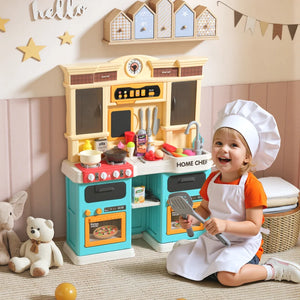 Qaba Kids Kitchen with Sounds, Lights and Accessories, Green