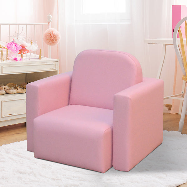Children's sofa, table and chair, multifunctional 2 in 1, pink