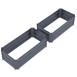 Set of 2 raised steel planters, dark grey 