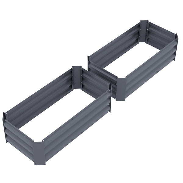 Set of 2 raised steel planters, dark grey 