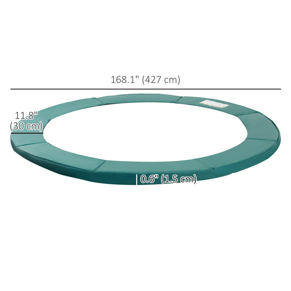 Soozier 14FT Trampoline Pad Replacement, Φ168" Spring Cover, Water-Resistant Universal Round Trampoline Safety Pad, No Holes for Pole, Green