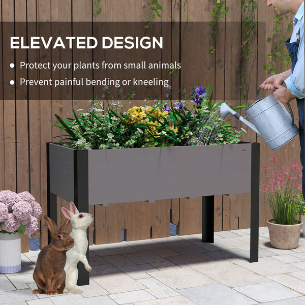 Raised Bed with Legs, Metal and Wood Frame for Garden and Patio, Grey