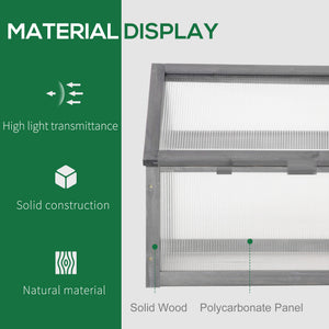 Portable raised wooden garden greenhouse with hinged lid