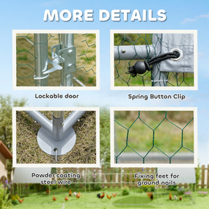 Galvanized metal chicken coop with outdoor run