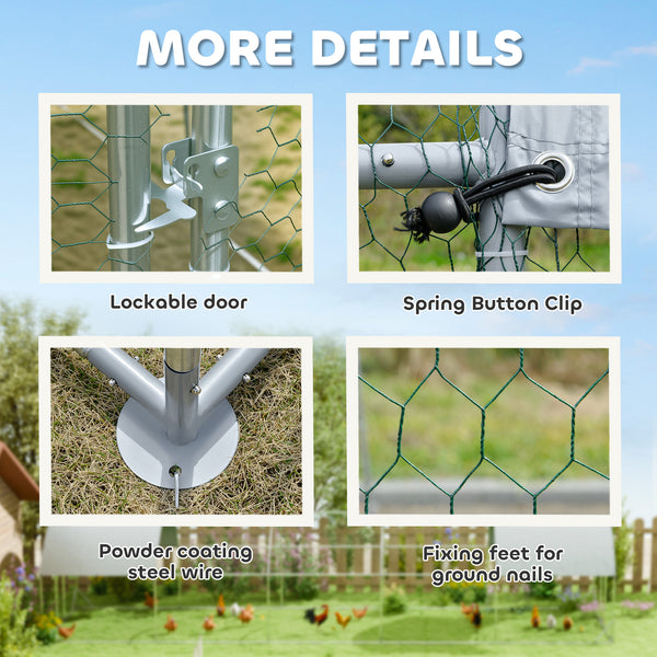Galvanized metal chicken coop with outdoor run