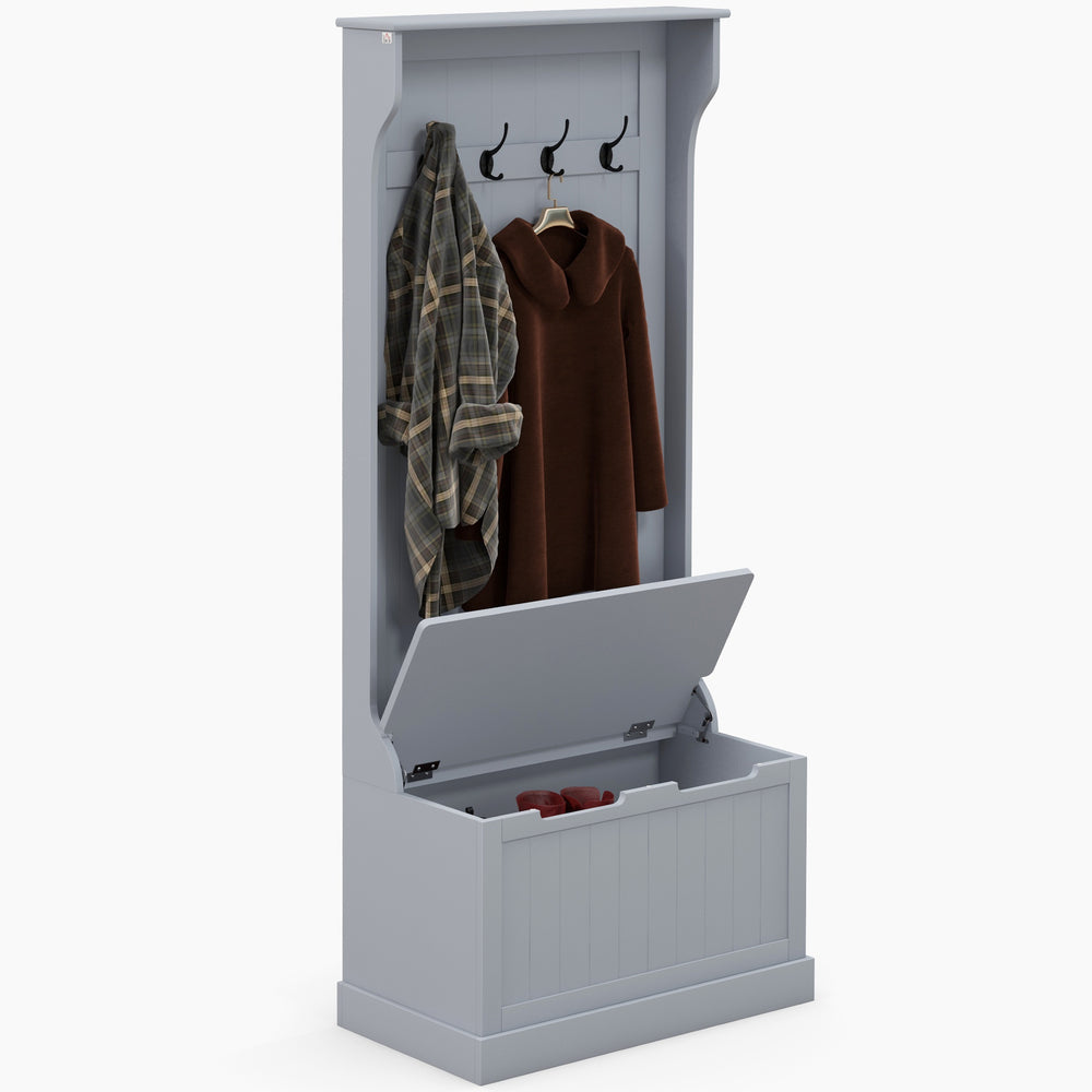 3-in-1 Hallway Unit with Coat Rack, Grey 