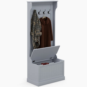 3-in-1 Hallway Unit with Coat Rack, Grey 