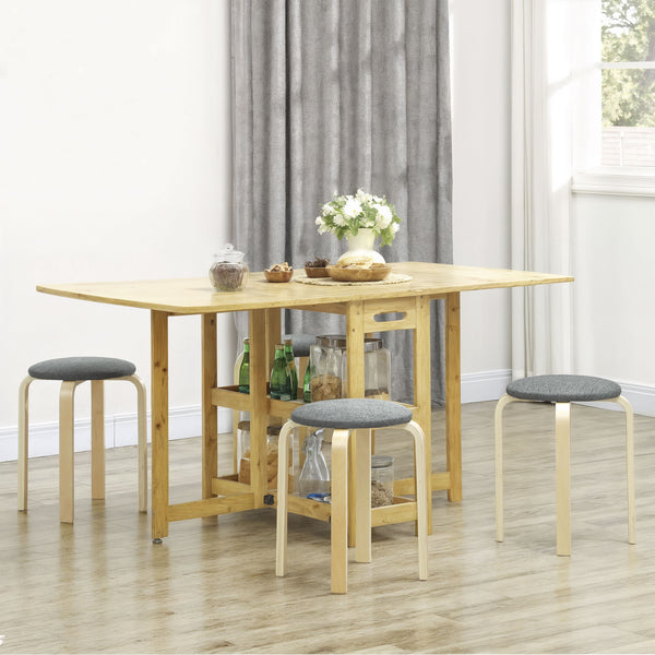 Set of 4 stackable wooden stools, grey