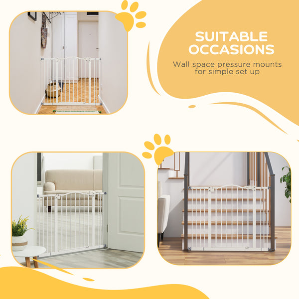 Extra Tall White Dog Gate with Door