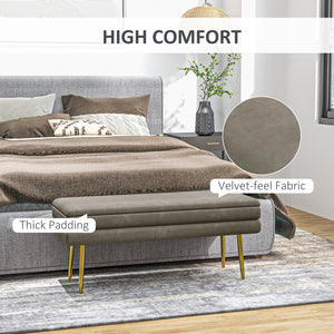 Velvet storage pouf with steel legs