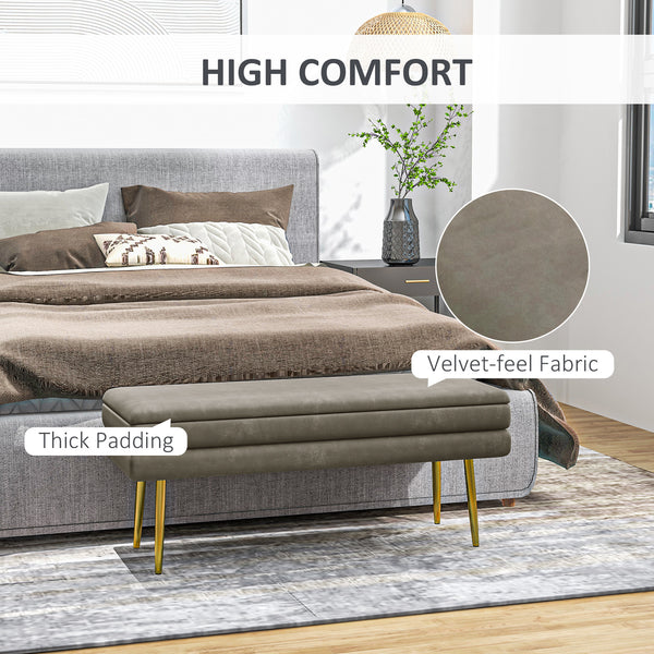 Velvet storage pouf with steel legs