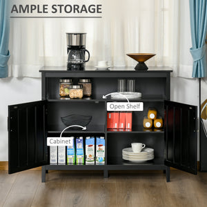 Buffet with 2 doors and adjustable shelves for kitchen and dining room, black
