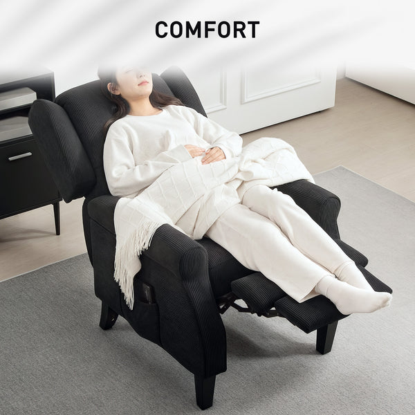 Vibration Massage Chair for Living Room with Extendable Footrest, Remote Control, Pocket, Black