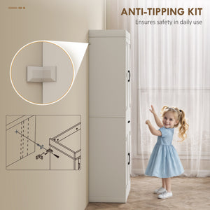 Country Style Storage Cabinet with 4 Barn Doors, White