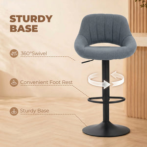 Adjustable swivel bar stools, dark gray, set of 2