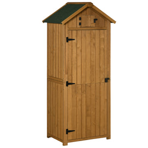 Garden shed with 3 shelves, brown