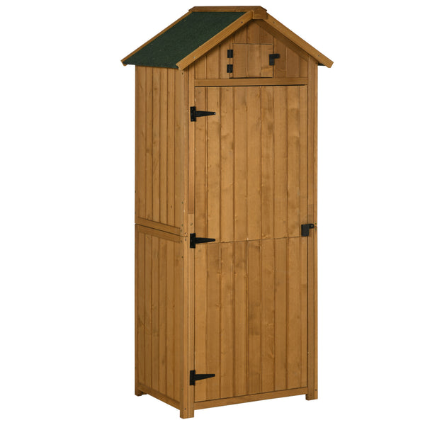 Garden shed with 3 shelves, brown