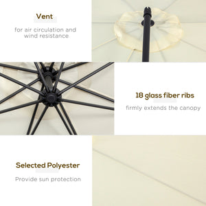 Offset Umbrella for Outdoor Market Hanging Banana Umbrella Offset Sunshade Crank Handle Cross Base Beige