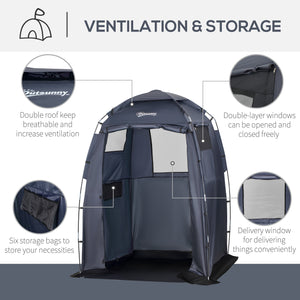 Shower Tent 60" x 60" x 82" Extra Large, Portable Privacy Camping Shelter with Windows and Ground Sheet, Dark Blue