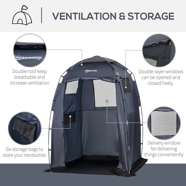 Shower Tent 60" x 60" x 82" Extra Large, Portable Privacy Camping Shelter with Windows and Ground Sheet, Dark Blue
