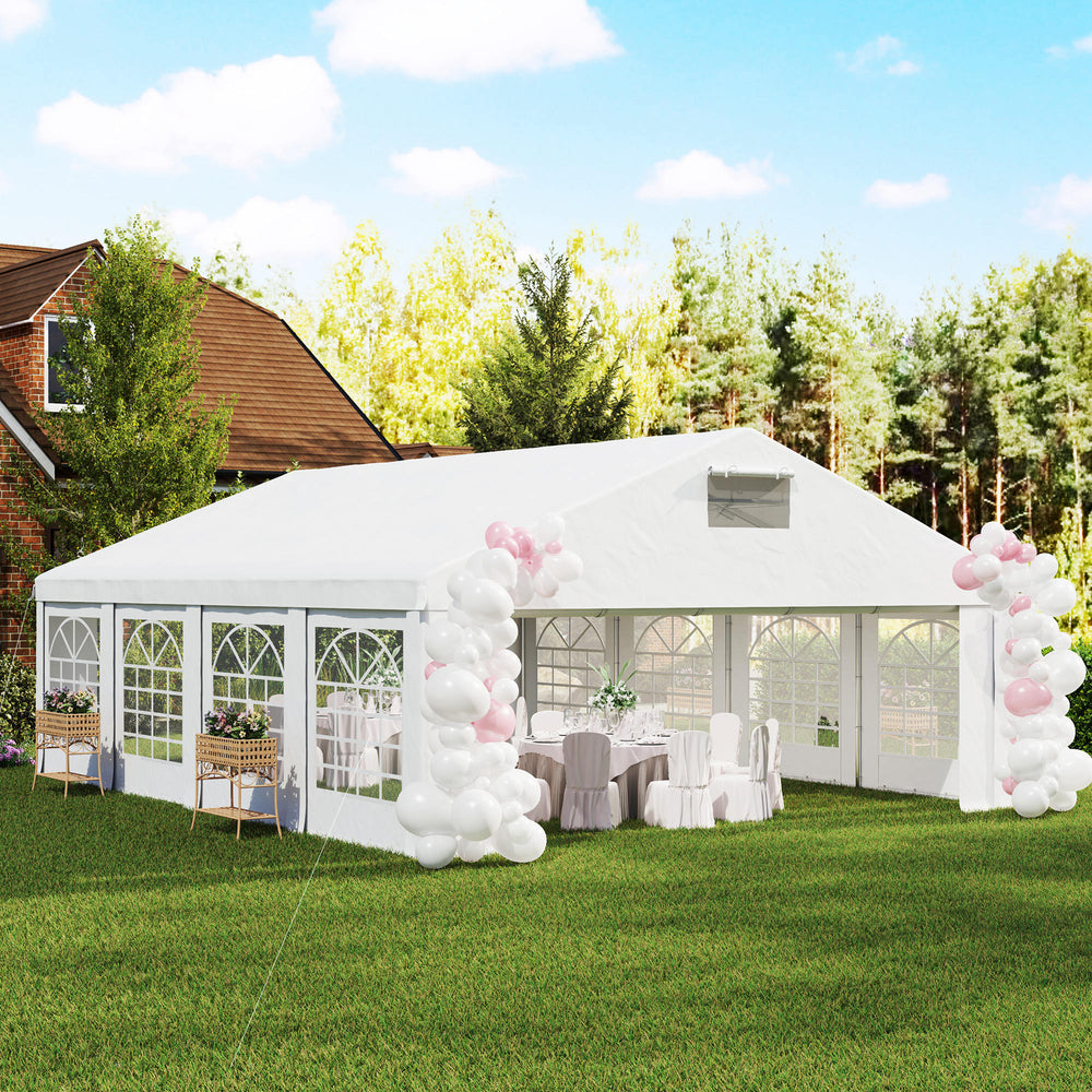 19.6' x 26' Heavy Duty Party Tent and Carport, Outdoor Canopy Tent with Removable Sidewalls, 8 Windows and Vents