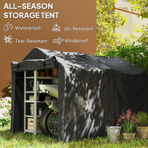 UV-resistant portable garden shed with roll-up zippered door, black