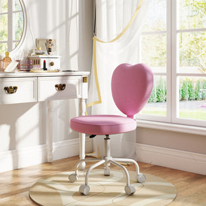 Office chair with heart-shaped backrest, pink