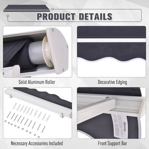 Retractable awning, 3.9 x 2.3 feet, dark gray 