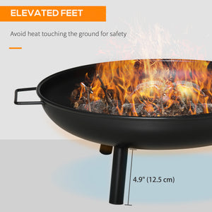 Round wood-burning fireplace, black