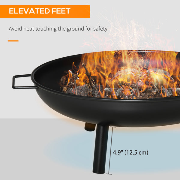Round wood-burning fireplace, black
