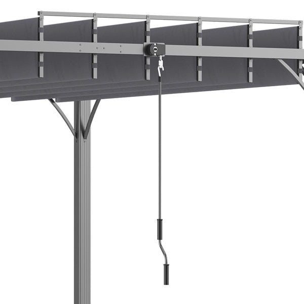 12.8' x 9.7' Outdoor Pergola with Retractable Aluminum Roof, Gray