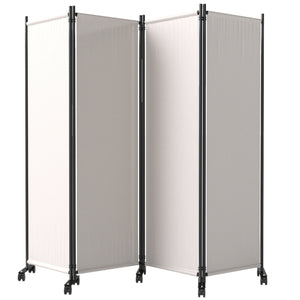 Folding screen with wheels, cream white