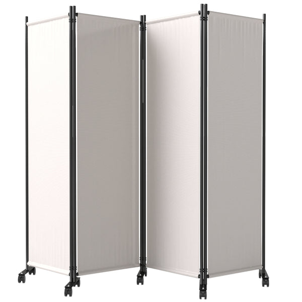 Folding screen with wheels, cream white