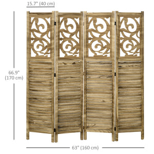 4-panel folding screen, brown