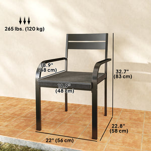 2-piece outdoor dining chairs, aluminum frame, soft cushion, gray