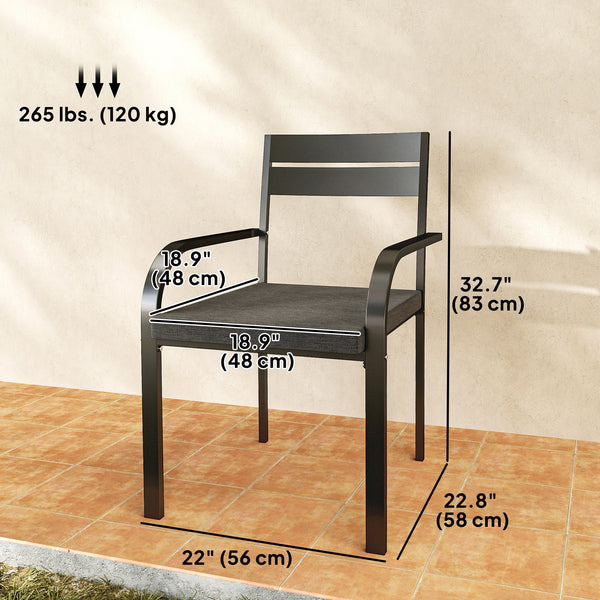 2-piece outdoor dining chairs, aluminum frame, soft cushion, gray