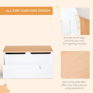 Wooden toy box with lid and safety hinge, white