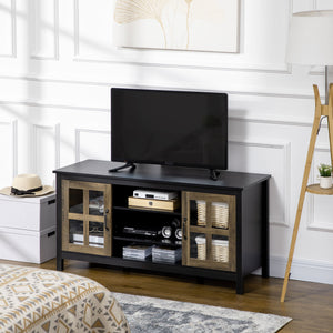 TV stand for TVs up to 55 inches, with adjustable shelves and cable management, black