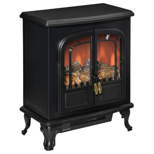 Electric Fireplace with LED Flame Effect Double Door 750W/1500W, Black