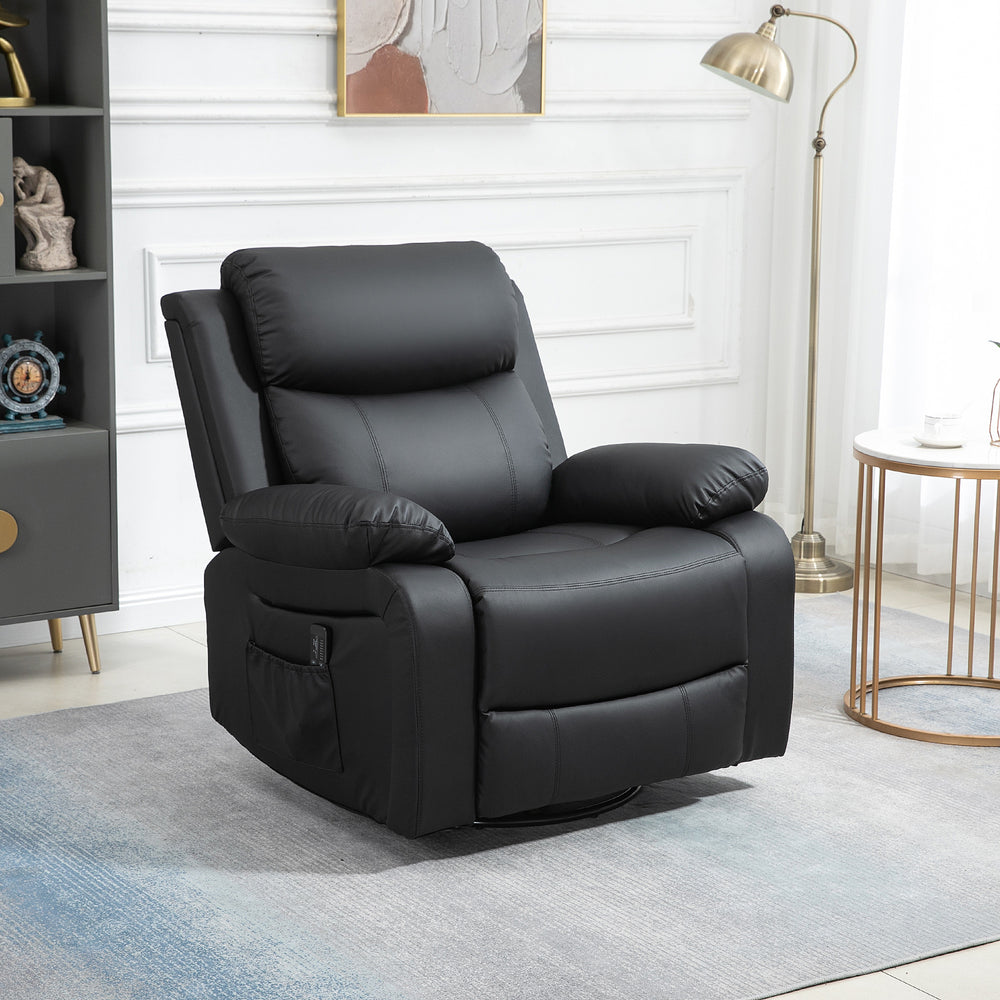 Faux Leather Recliner Chair with Vibration Massage, Black